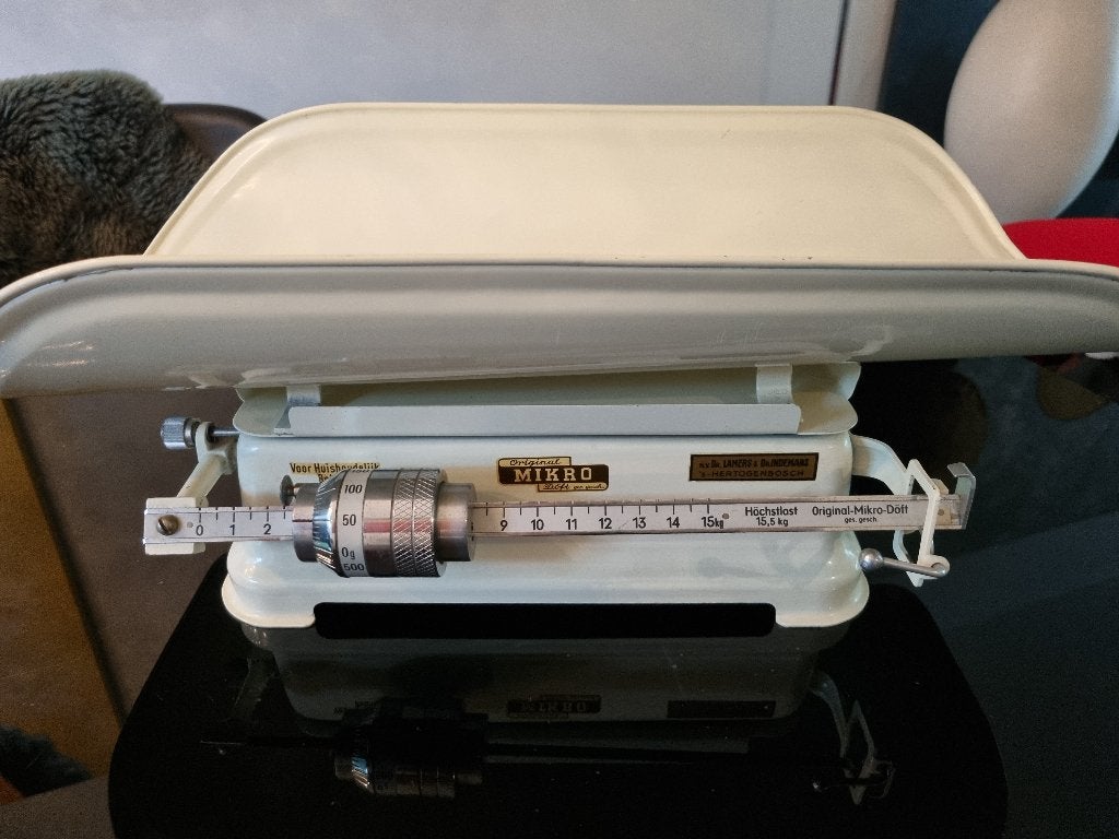 Vintage weegschaal, Ophalen, Gebruikt, Personenweegschaal, 10 tot 50 kg