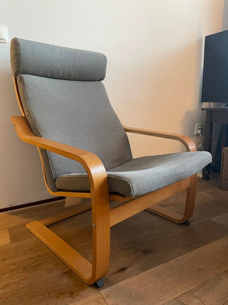 Grijze IKEA poäng stoel 10 euro, Huis en Inrichting, Stoelen, Ophalen, Gebruikt, Hout, Eén