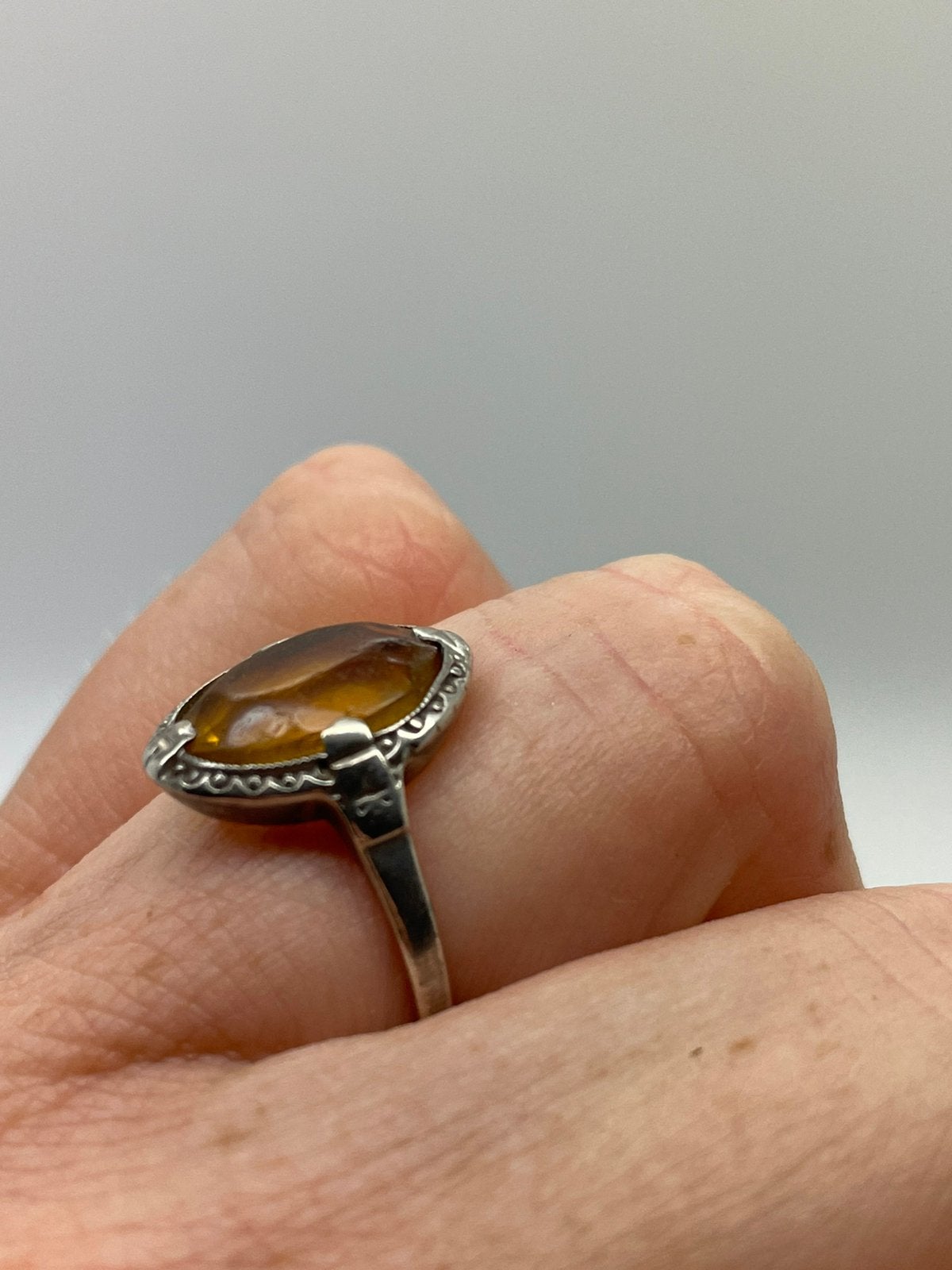 E201 Prachtige zilveren art deco ring maat 17,25, Ophalen of Verzenden, Zilver, Ring
