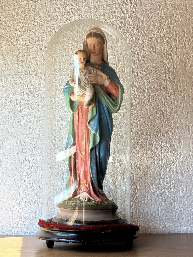 Vintage Maria met kind onder stolp, Ophalen