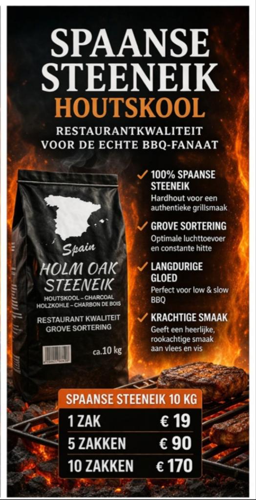 Restaurant houtskool spaanse steeneik 10 kg, Tuin en Terras, Vogelhuis.shop en bbq, Nieuw, Info@vogelhuis.shop, 5763pb