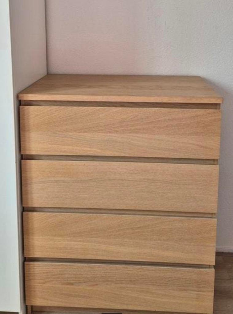 MALM eiken fineer, fijne ladekast 80x100 cm, Ophalen, Gebruikt, 5 laden of meer, 100 tot 150 cm