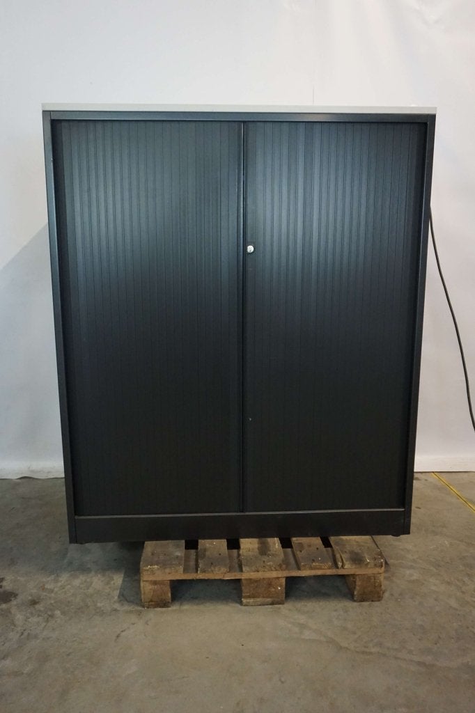 Zwarte archiefkast roldeurkast kantoorkast dossierkast, Niet ingevuld, Gebruikt, 100 tot 150 cm, 100 tot 150 cm