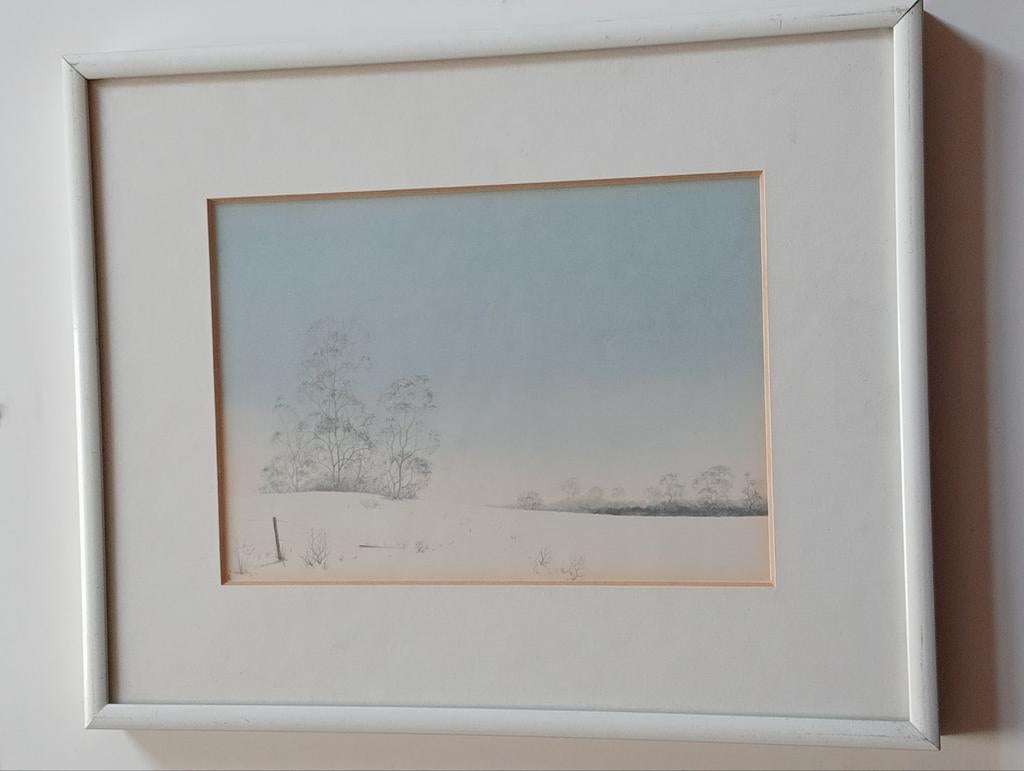 Prent winterlandschap, Antiek en Kunst, Ophalen of Verzenden