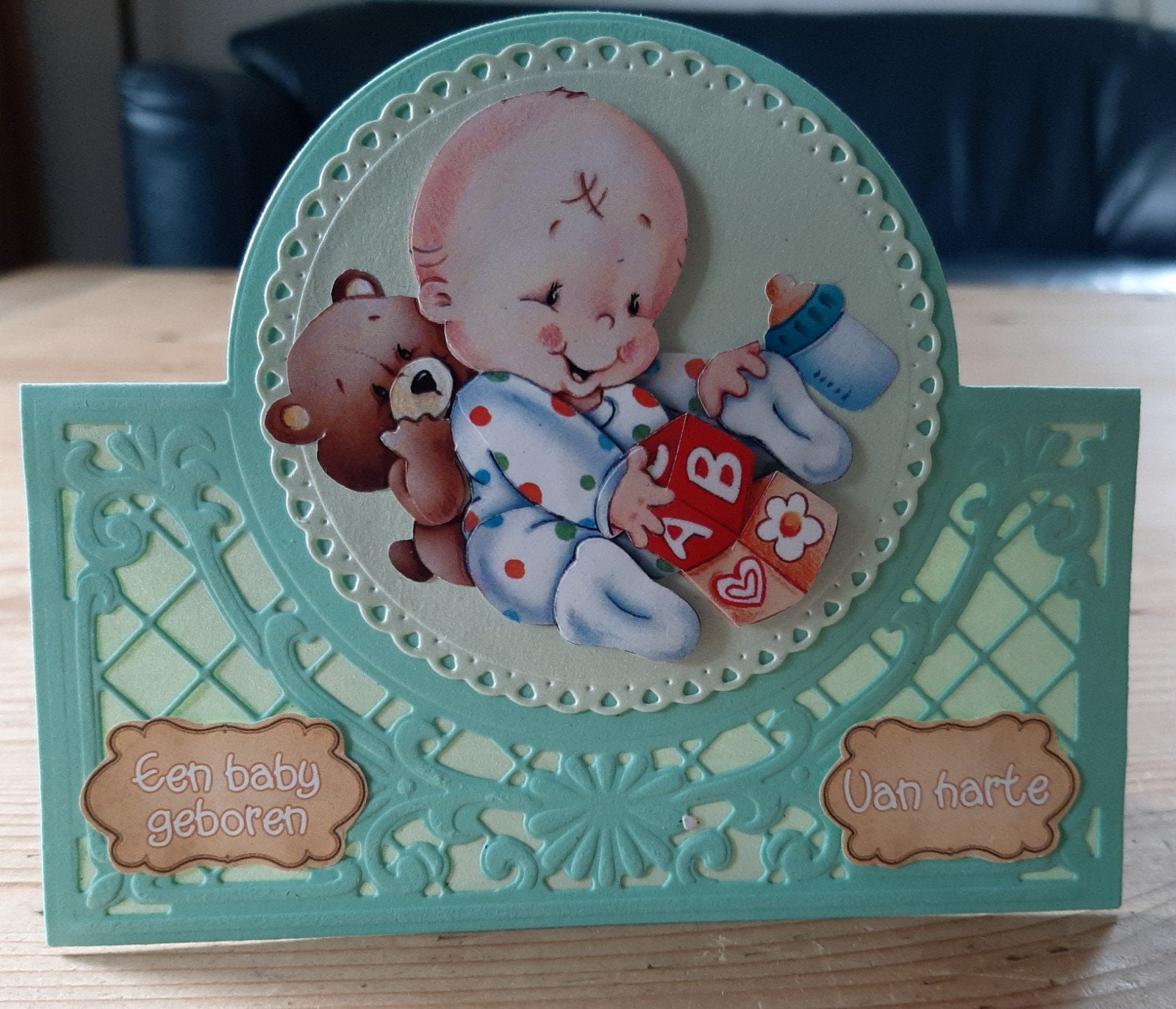Stakaart met 3d plaatje geboorte baby, Hobby en Vrije tijd, Kaarten | Zelfgemaakt, Ophalen of Verzenden, Nieuw, Kind