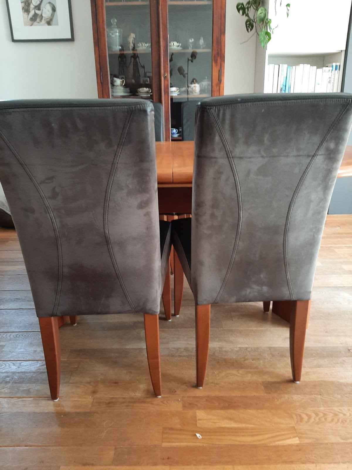 Set van 4 leren eetkamer stoelen, zwart leer, Huis en Inrichting, Ophalen, Gebruikt, Twee, Zwart