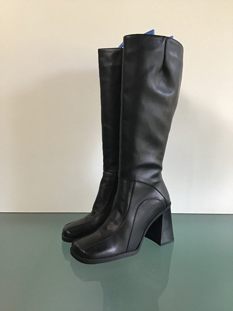 Nieuwe coole blokhak zwarte laarzen 38 | Gratis verzenden, Kleding | Dames, Schoenen, Hoge laarzen, Verzenden, Zwart, Nieuw