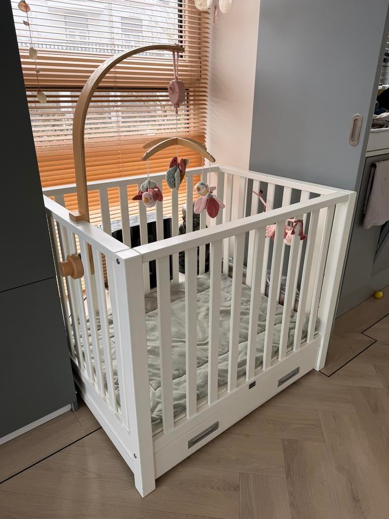 TWF Ledikant Rechthoekig Wit met lade, Ophalen, Gebruikt, 70 tot 85 cm, 140 tot 160 cm