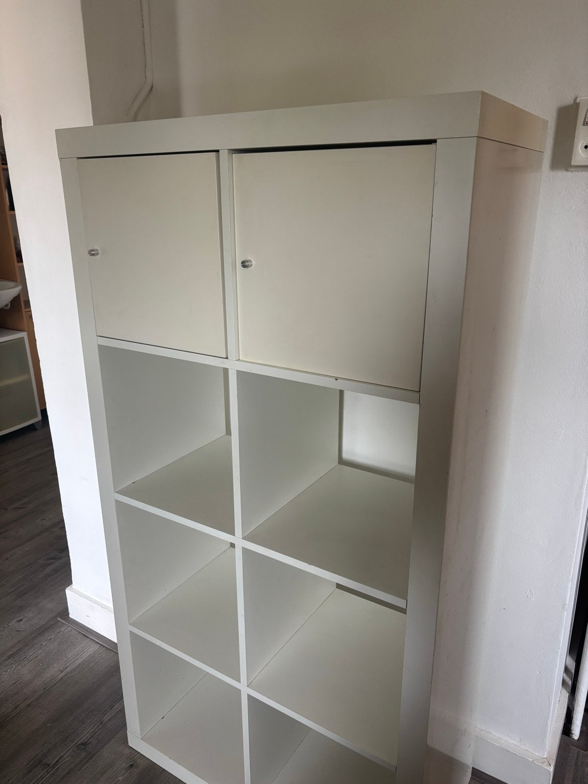 IKEA Kallax Kast met 2 deuren - Wit, Ophalen, Gebruikt, 100 tot 150 cm, 50 tot 100 cm