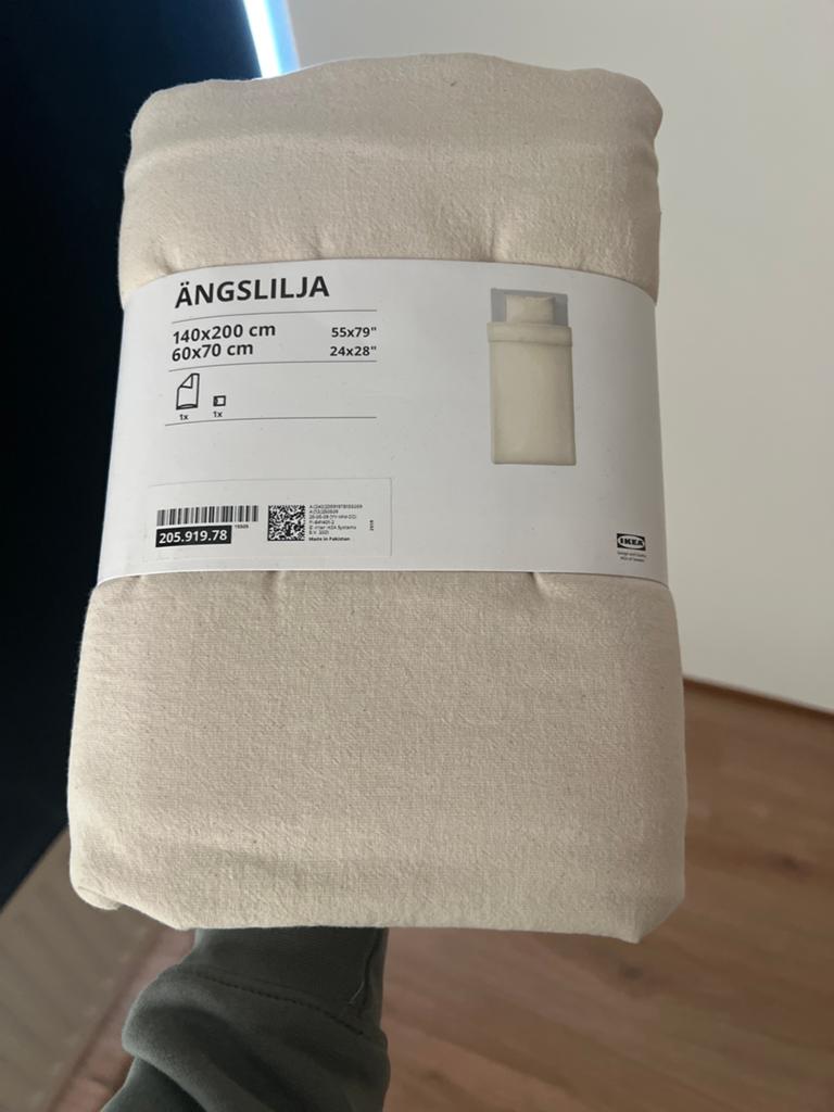 IKEA ÅNGSLILJA Dekbedovertrekset 140x200 Natuurlijk Katoen, Eenpersoons, Beige, Dekbedovertrek, Nieuw