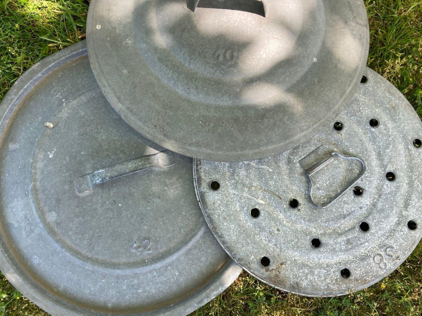 SCHUUR OPRUIMING zinken deksels wasketel 38/40/42 liter, Antiek en Kunst, Ophalen