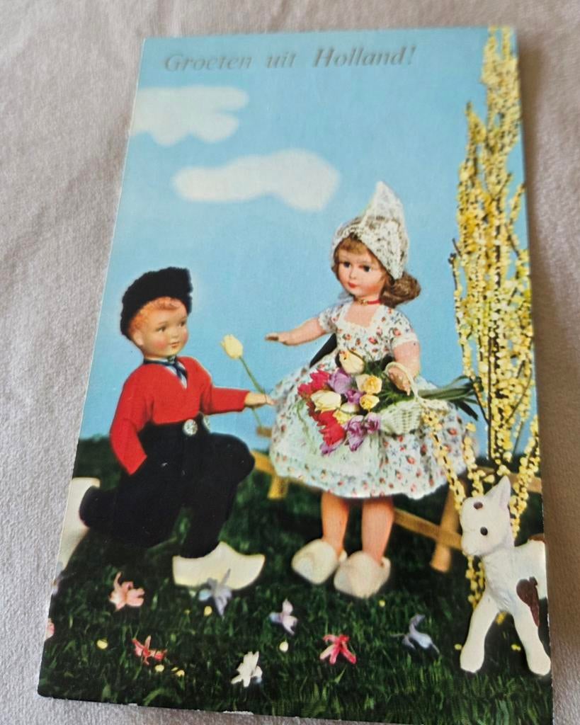 Boertje geeft een roos aan boerinnetje, Verzamelen, Verzenden, Voor 1920, Gelopen, Kinderen