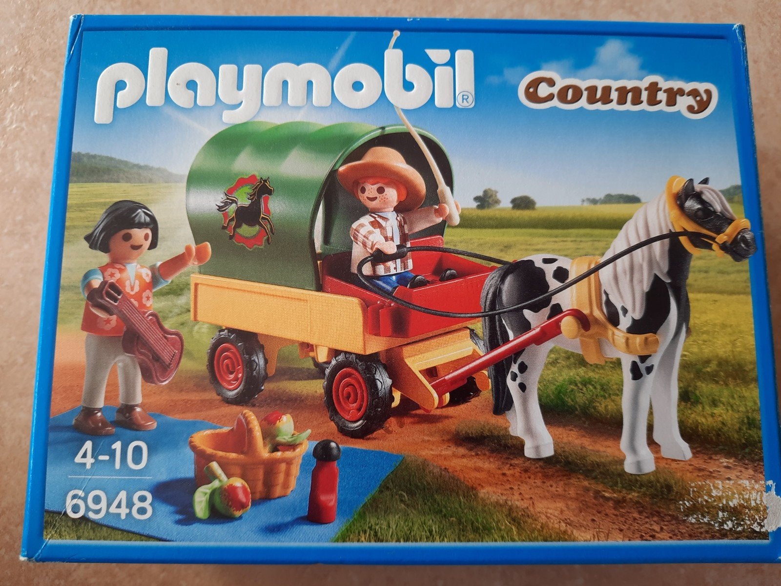 Playmobil Country 6948: Huifkar met paard en figuren, Gebruikt, Complete set, Voertuig, Ophalen of Verzenden