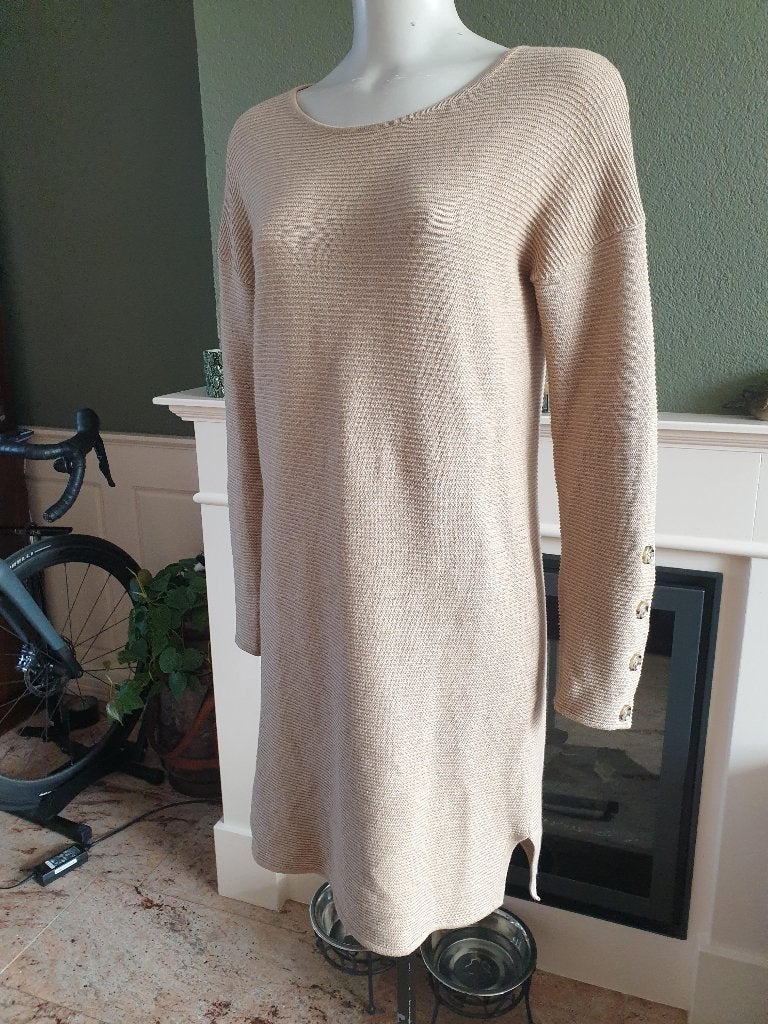 Kiabi warme bruine trui jurk mt XS 34 knopen, Kleding | Dames, Bruin, Verzenden, Zo goed als nieuw, Kiabi