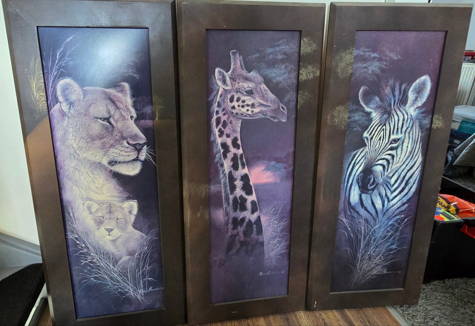 Set van 4 Afrikaanse Dieren Schilderijen, Antiek en Kunst, Kunst | Schilderijen | Klassiek, Ophalen