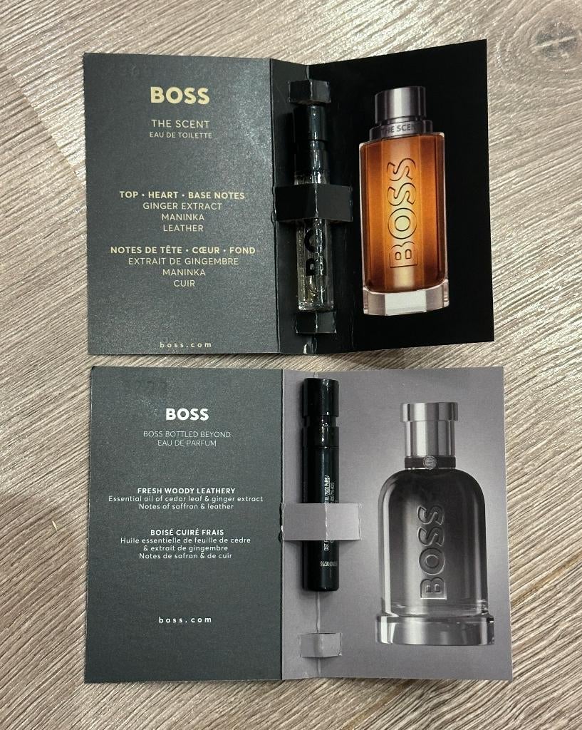 2 herenparfum Boss The Scent, Boss Bottled Beyond testers, Verzamelen, Ophalen of Verzenden, Nieuw, Proef of Tester