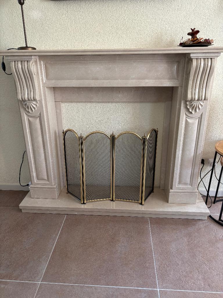Schouw marmer, Huis en Inrichting, Woonaccessoires | Overige, Zo goed als nieuw, Natuurlijk materiaal, Beige, Klassiek, Ophalen