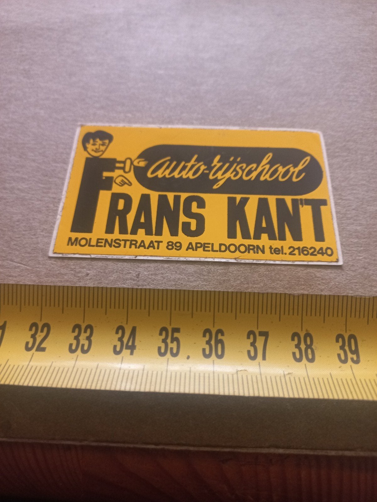 Vintage sticker Autorijschool Frans Kant Apeldoorn, Verzamelen, Ophalen of Verzenden, Gebruikt