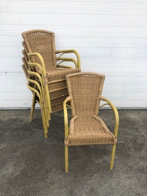 33 stuks rotanlook horeca terras stoelen stapelbaar, Huis en Inrichting, Stoelen, Ophalen, Gebruikt, Overige kleuren, Vijf, Zes of meer stoelen
