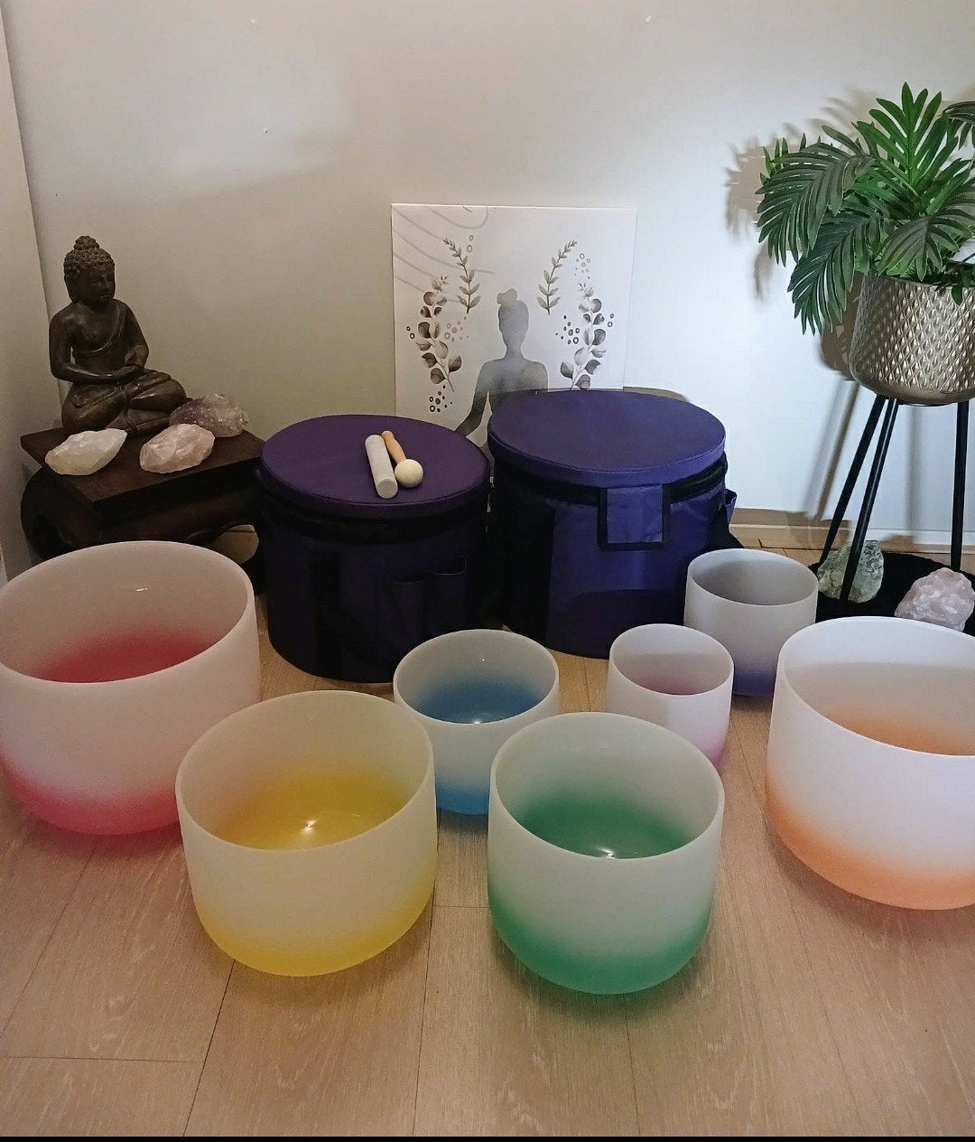 Nieuwe kristallen klankschalen met boekje en cd, Ophalen, Nieuw
