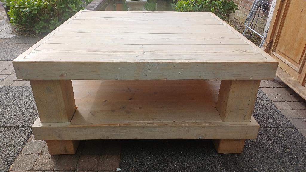 steigerhouen tafel binnen/buiten, Ophalen, Gebruikt, 50 tot 100 cm, Vierkant