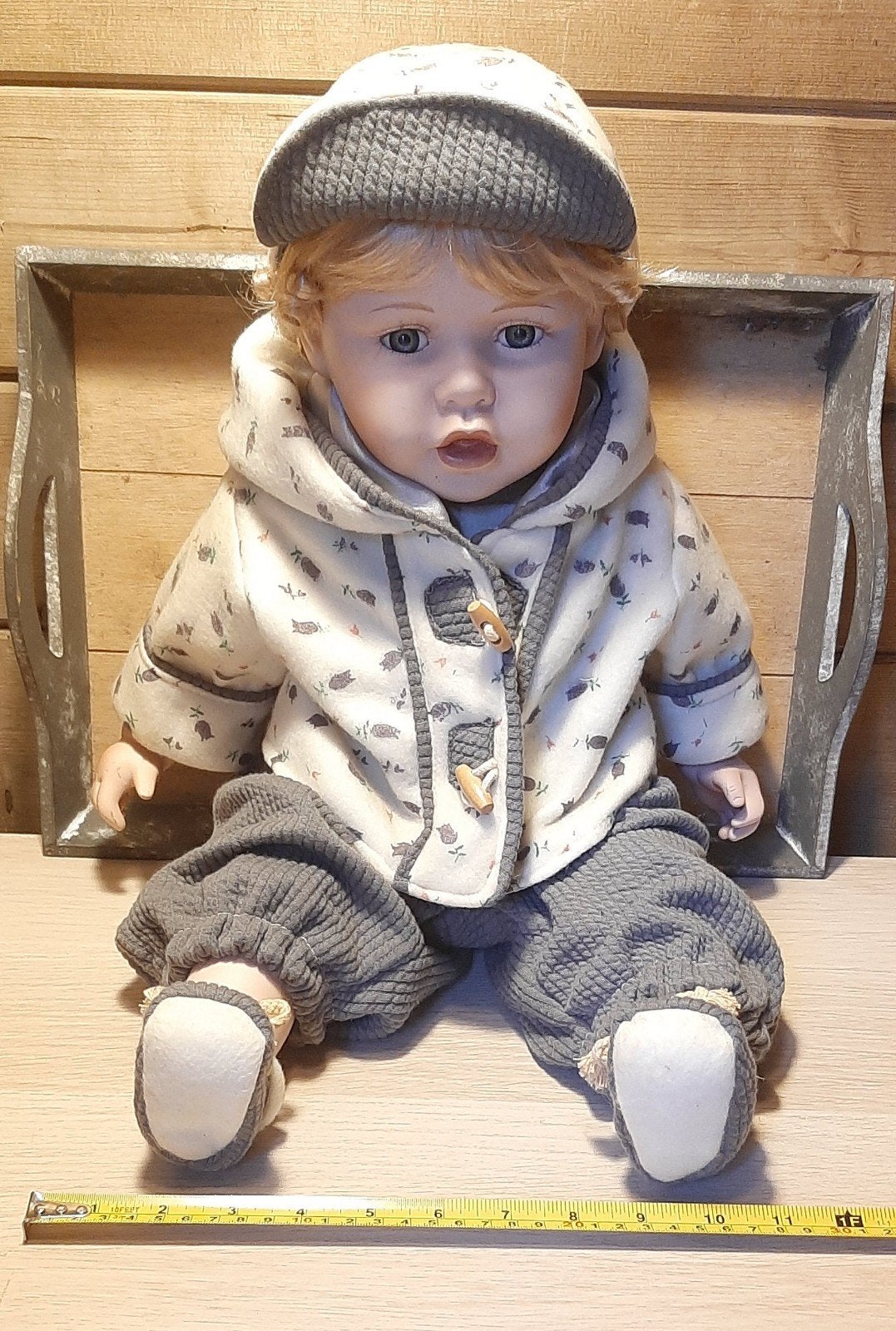 Levensgrote porseleinen babypop. Met wimpers. Circa 54 cm., Verzamelen, Poppen, Ophalen of Verzenden, Zo goed als nieuw