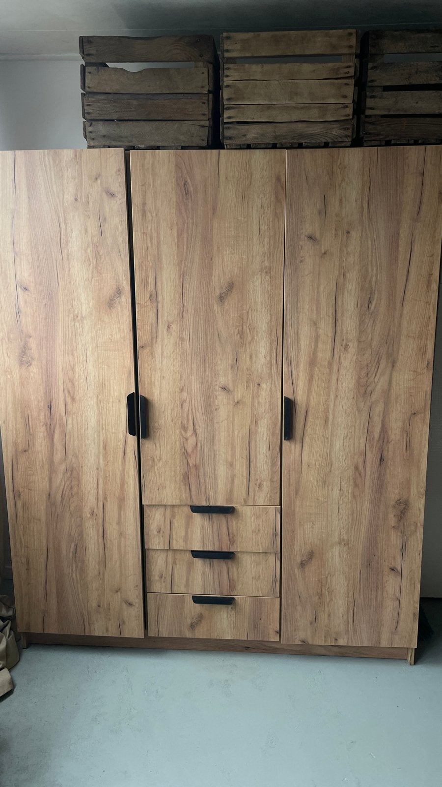 JYSK JENSLEV Kledingkast - 144x176 cm, naturel eiken, Ophalen, Gebruikt, 100 tot 150 cm, Eikenhout
