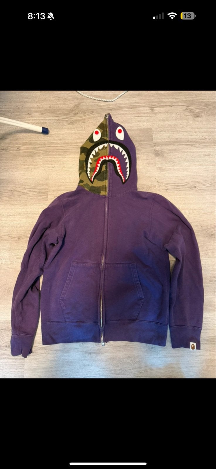 A Bathing Ape BAPE Shark Hoodie Paars Maat S, Ophalen, Gedragen, Maat 46 (S) of kleiner, Paars
