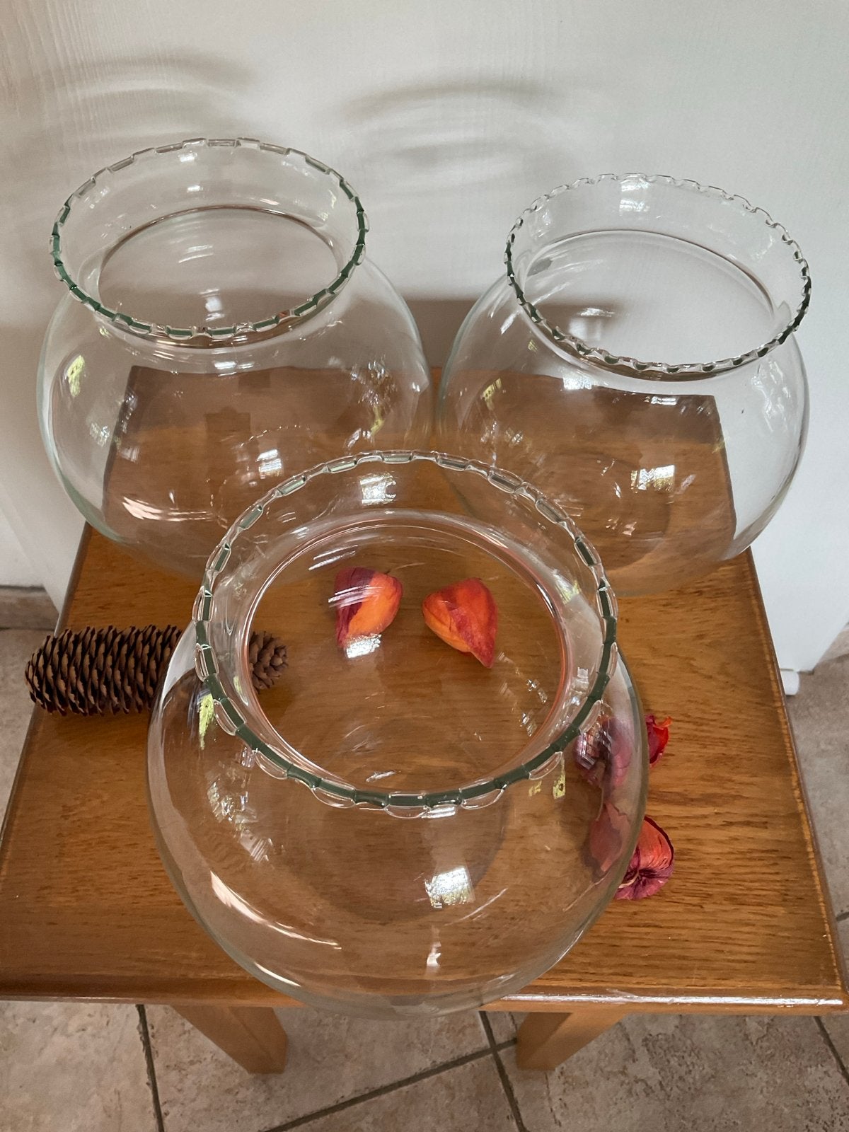 Set van 3 glazen vazen/windlichten, Ophalen