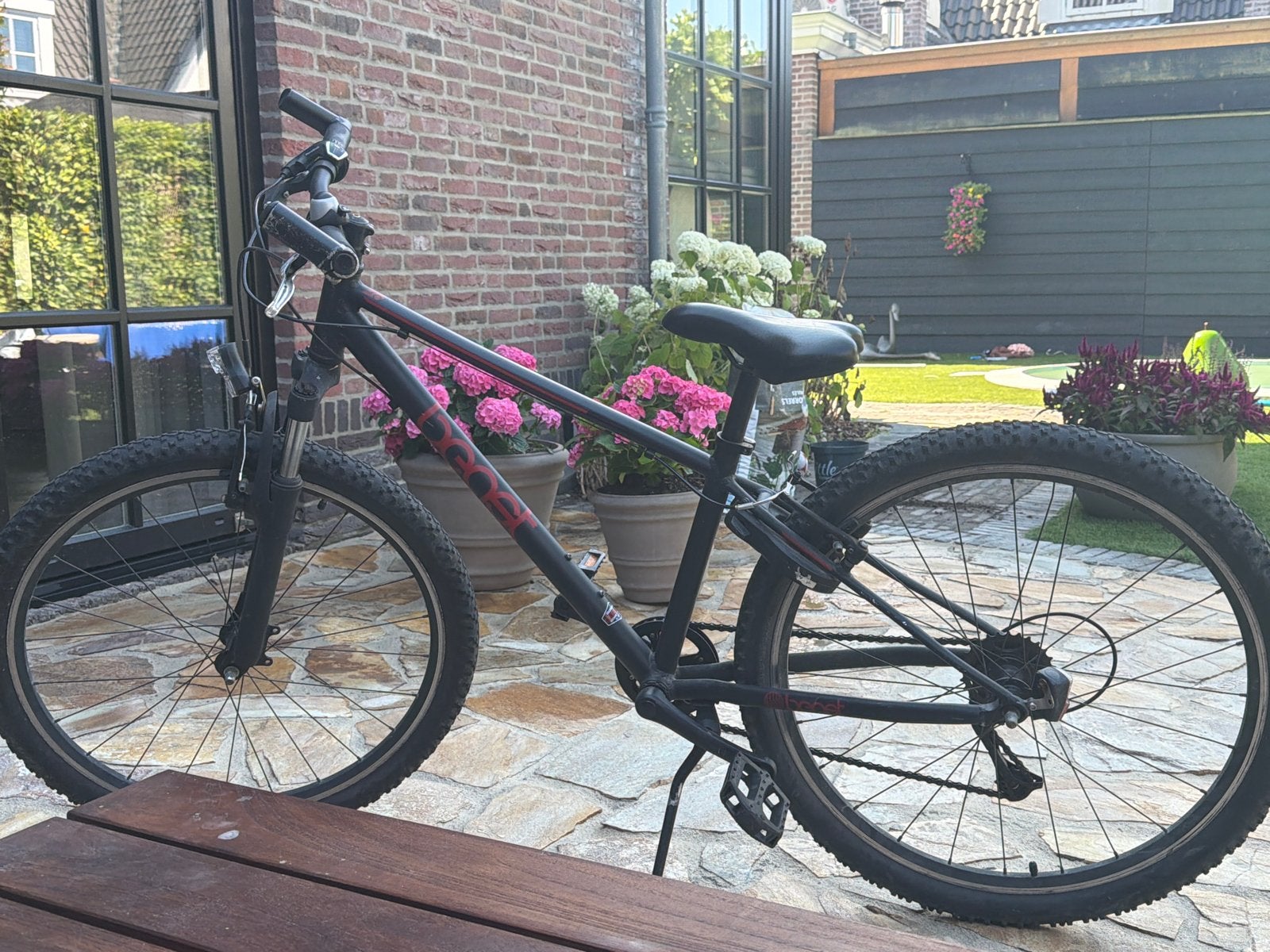 Zwarte Mountainbike, Ophalen, Gebruikt, Velgrem, 20 inch of meer