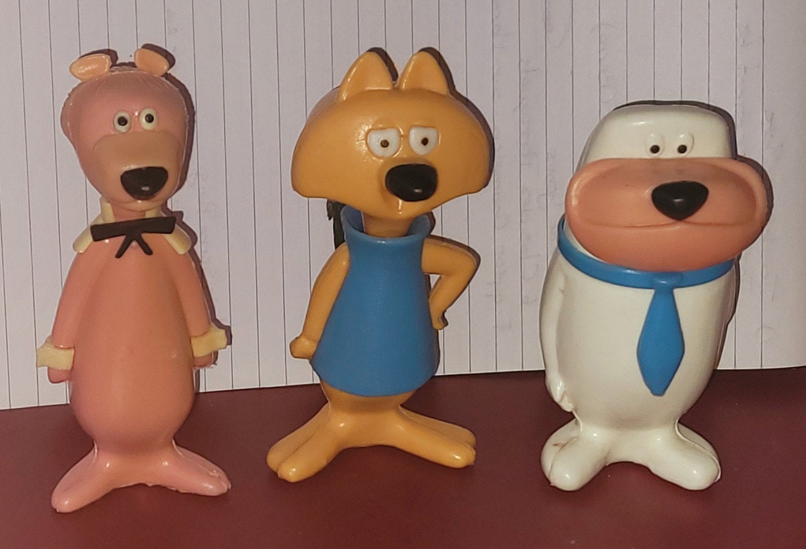 Set figuren Hanna Barbera Snaglepuss Foxi Chopper 1967 Mopla, Verzenden, Overige figuren, Gebruikt, Beeldje of Figuurtje