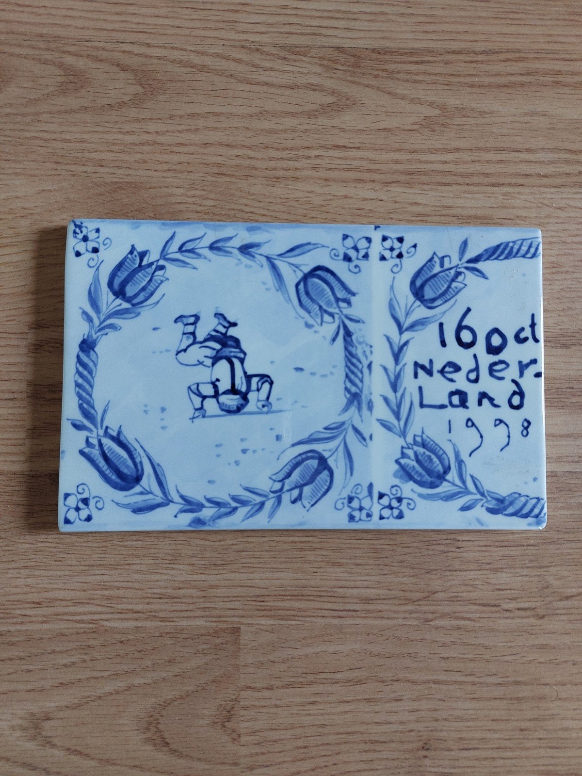 Delftsblauwe tegel De Porceleyne Fles + postzegels, Verzenden