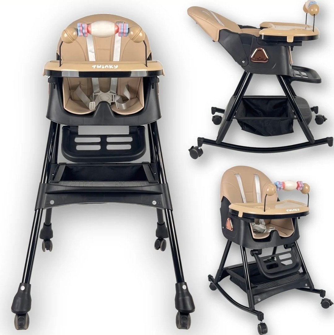 TWINKY Meegroeistoel - Beige en Zwart, Kinderen en Baby's, Ophalen, Nieuw, Meegroeistoel, Afneembaar eetblad