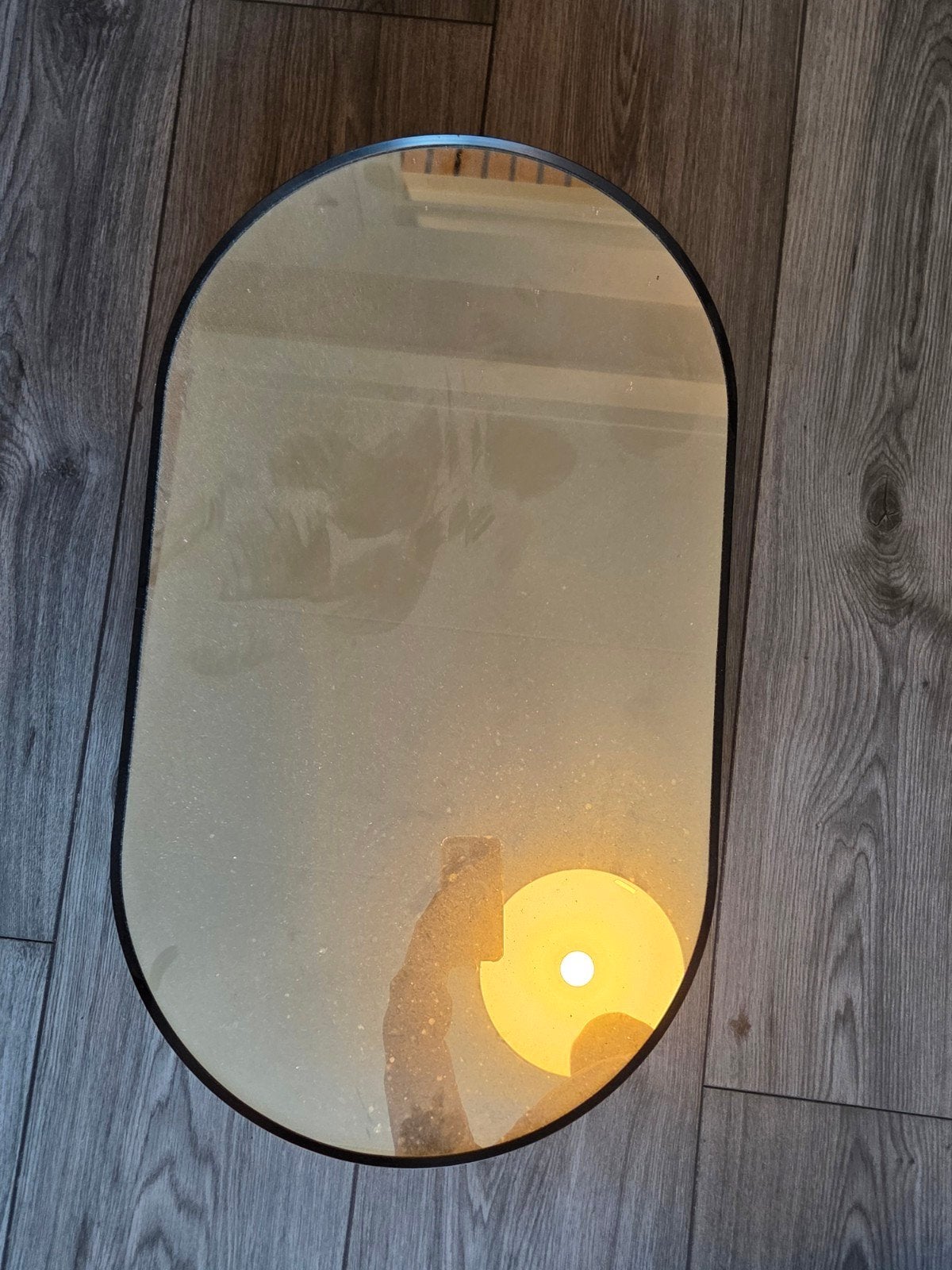 IKEA LINDBYN spiegel, ovaal, zwart, 40x70 cm, Ophalen