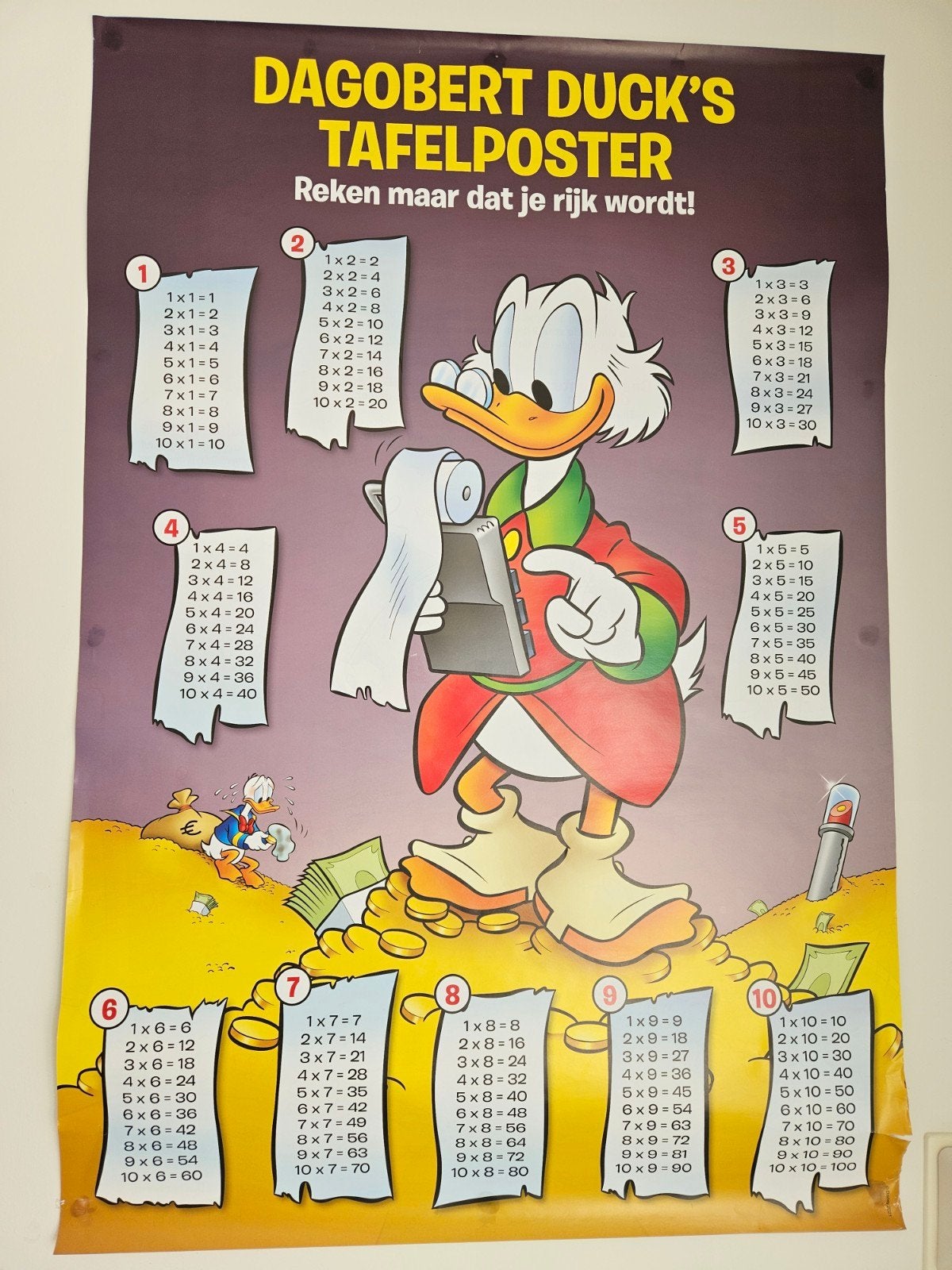 Dagobert Duck tafelposter / rekentafel poster, Ophalen of Verzenden, Gebruikt, Wanddecoratie