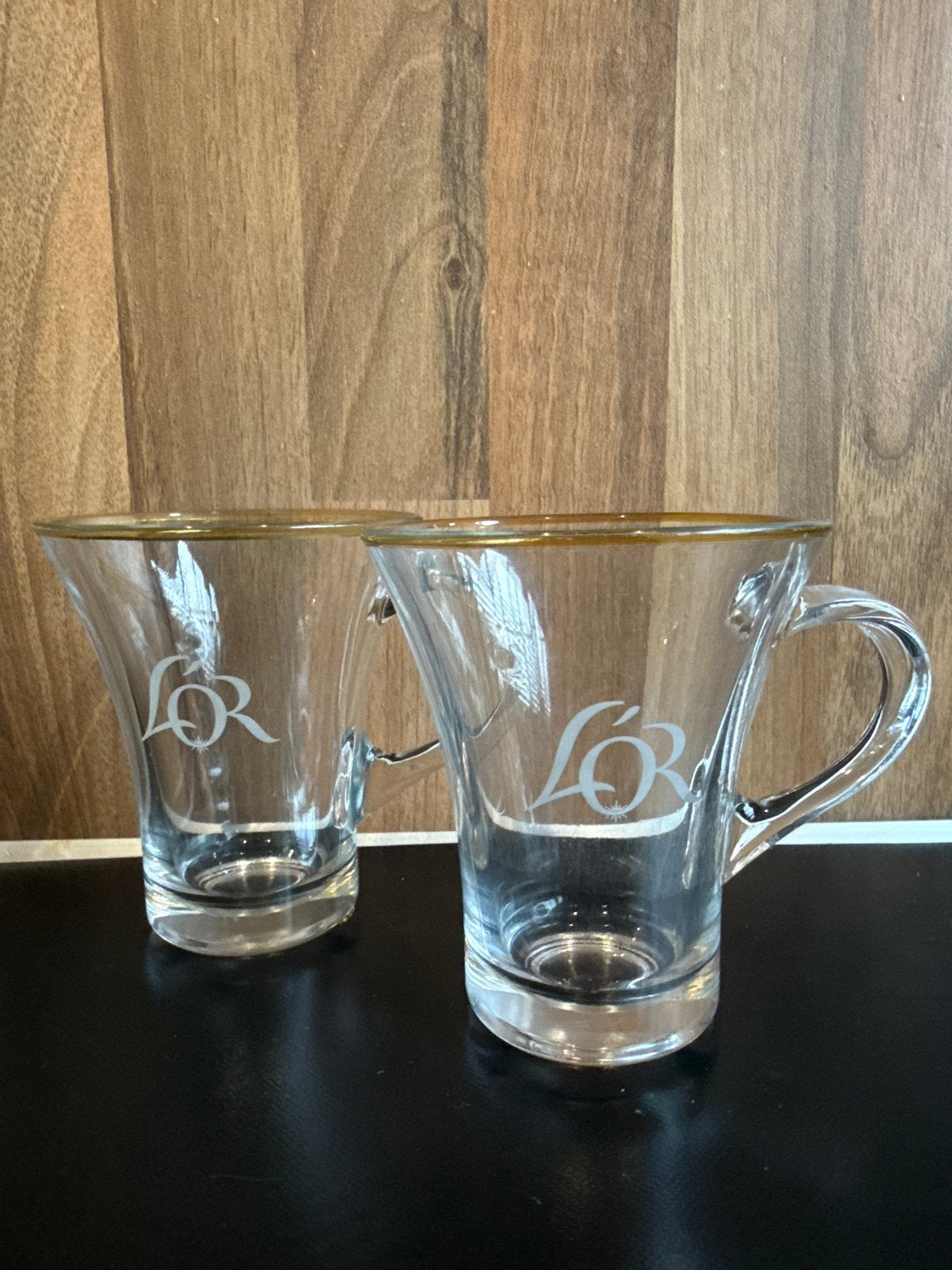 L'OR koffieglazen met gouden rand - Set van 2, Ophalen, Glas of Glazen, Overige merken, Glas