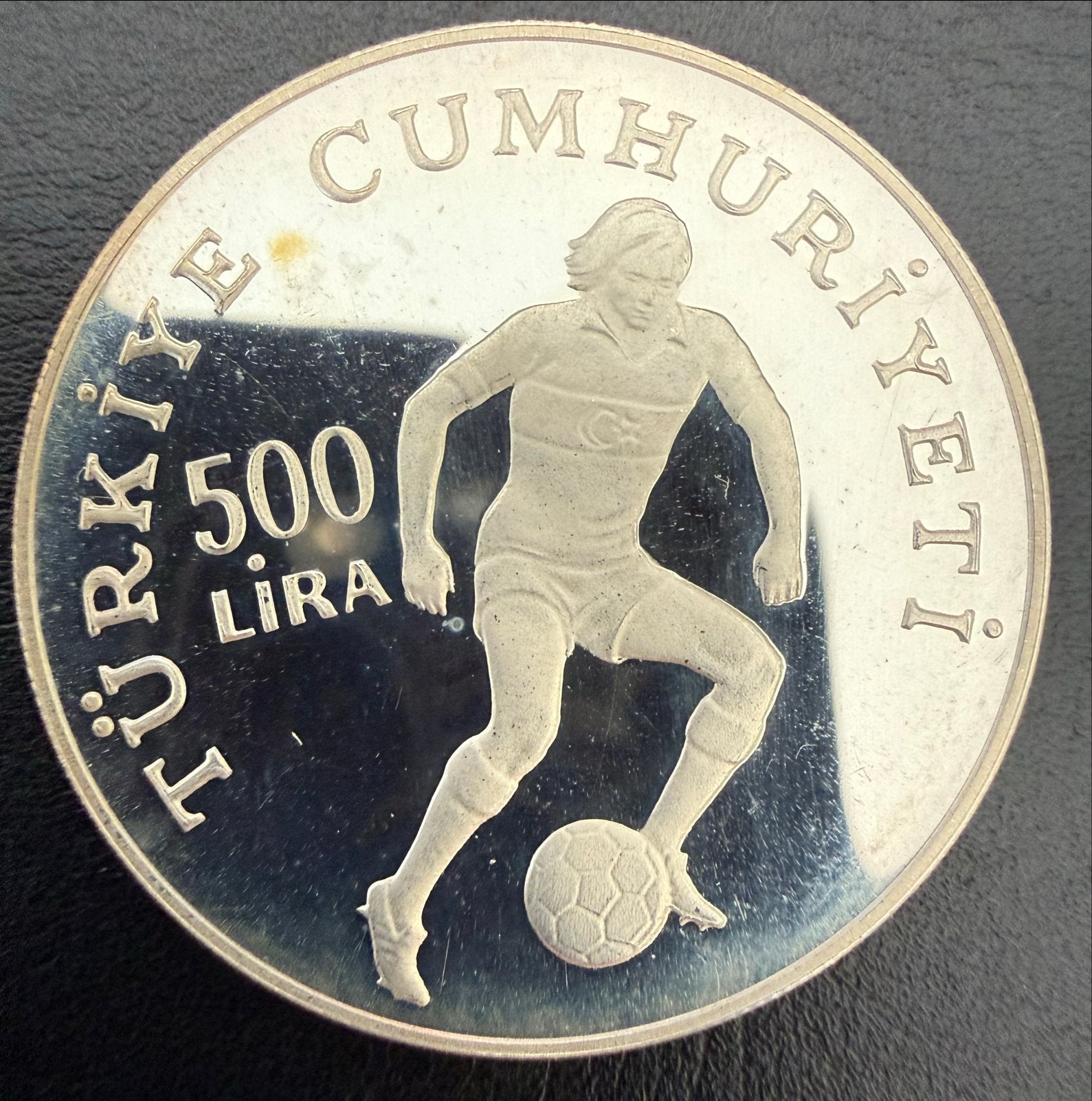 Turkije 500 Lira 1982 WK Voetbal Zilveren Munt, Ophalen of Verzenden, Overige landen, Losse munt, Zilver