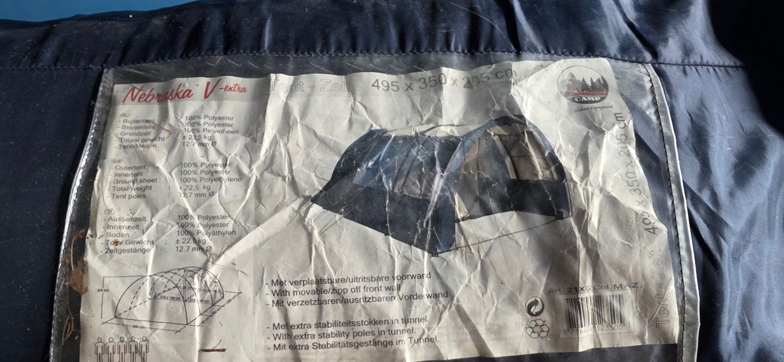Ruime Nebraska V-extra 4-persoons tent, Ophalen