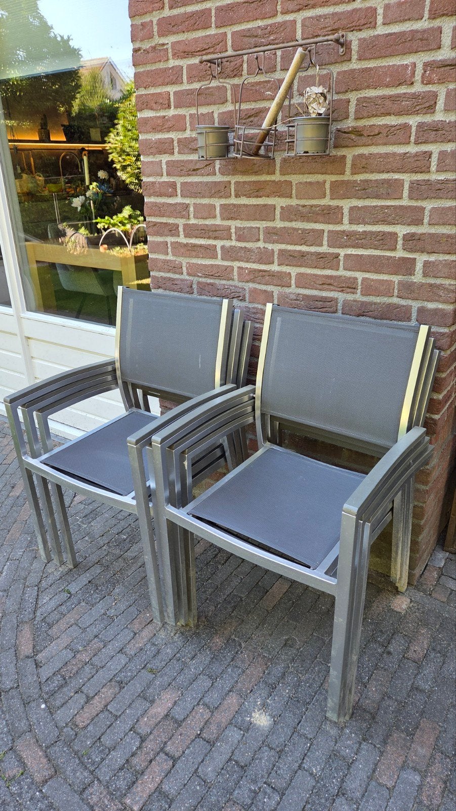 6x Bois le Duc stapelbare tuinstoelen, aluminium frame, Ophalen, Gebruikt, Aluminium
