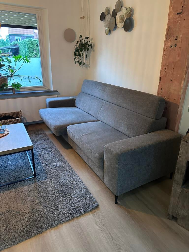 Grote bank met uitschuifbaar zitgedeelte en opklapbare nekst, Huis en Inrichting, Ophalen, 100 tot 125 cm, Driepersoons, Zo goed als nieuw