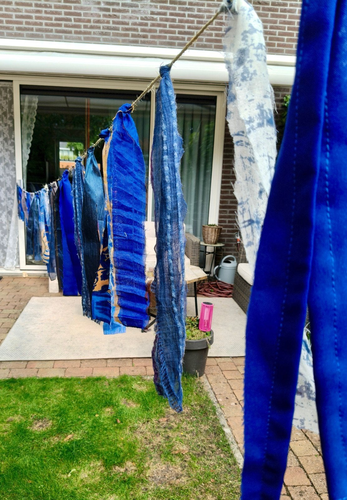 Ibiza linten slinger in blauwtinten - 7 mtr, Ophalen of Verzenden, Nieuw, Versiering, Overige