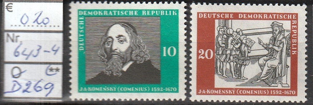 DDR Komensky (Comenius) Michel 643-4 Nr.D269p, Verzenden, DDR, Postfris