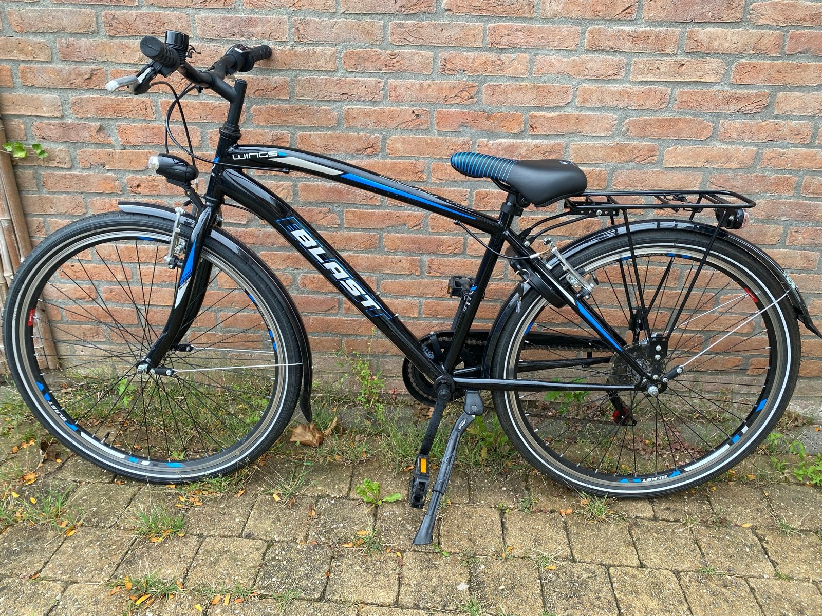 Jongensfiets - Zwart/Blauw, Fietsen en Brommers, Velgrem, Zo goed als nieuw, Handrem, Ophalen