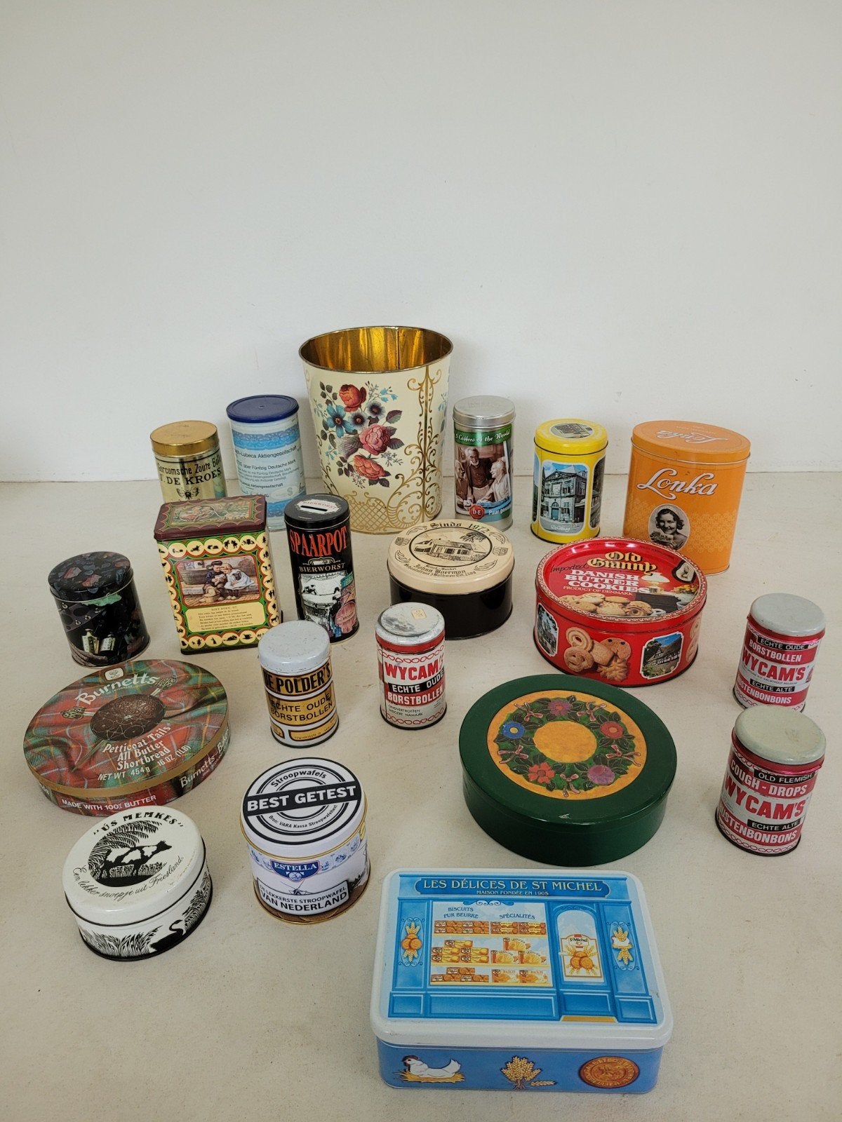 20 Vintage blikken collectie - Koek-, snoep- en theeblikken, Verzamelen, Blikken, Ophalen of Verzenden, Gebruikt, Overige, Overige merken