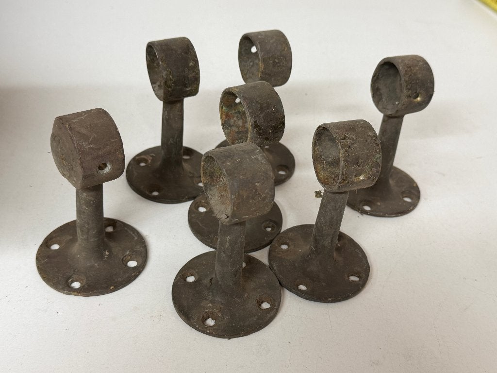 7 bronzen / messing leuninghouders, Ophalen of Verzenden, Gebruikt, Lijn of Blok