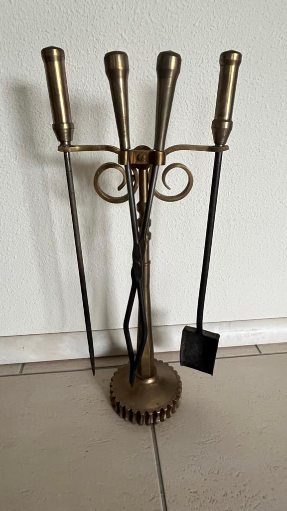 Antieke Messing Haardset, Huis en Inrichting, Haarden, Gebruikt, Overige soorten, Ophalen