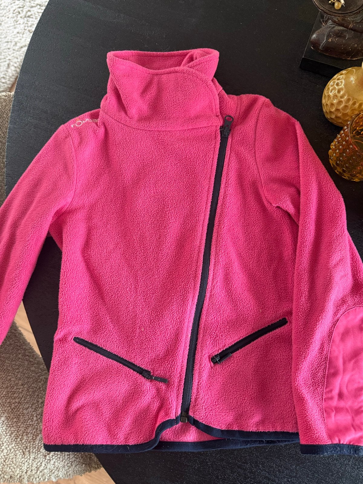 Roze fleecevest Fouganza met asymmetrische rits 8 jaar, Dieren en Toebehoren, Ophalen of Verzenden, Zo goed als nieuw, Bovenkleding