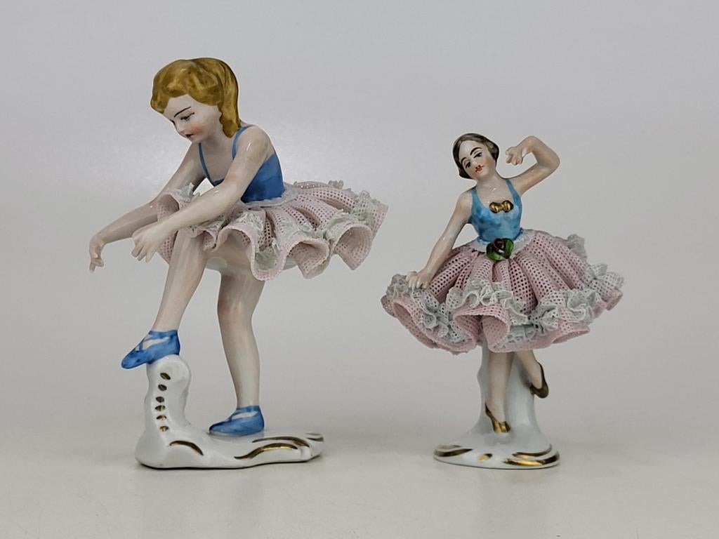 Oude Dresden Ballerina's beeldjes, Verzamelen, Beelden en Beeldjes, Gebruikt, Ophalen of Verzenden