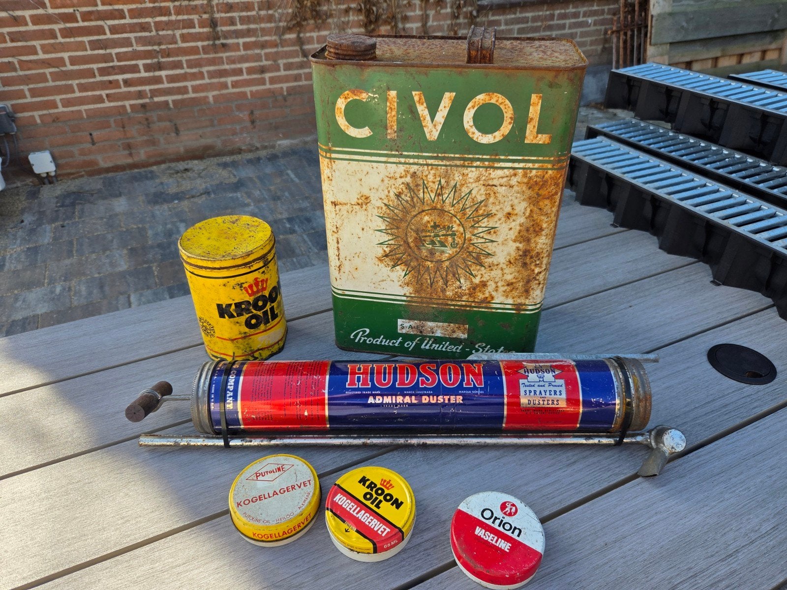 oude blikken olie vaseline orion kroon putoline civol hudson, Ophalen, Gebruikt
