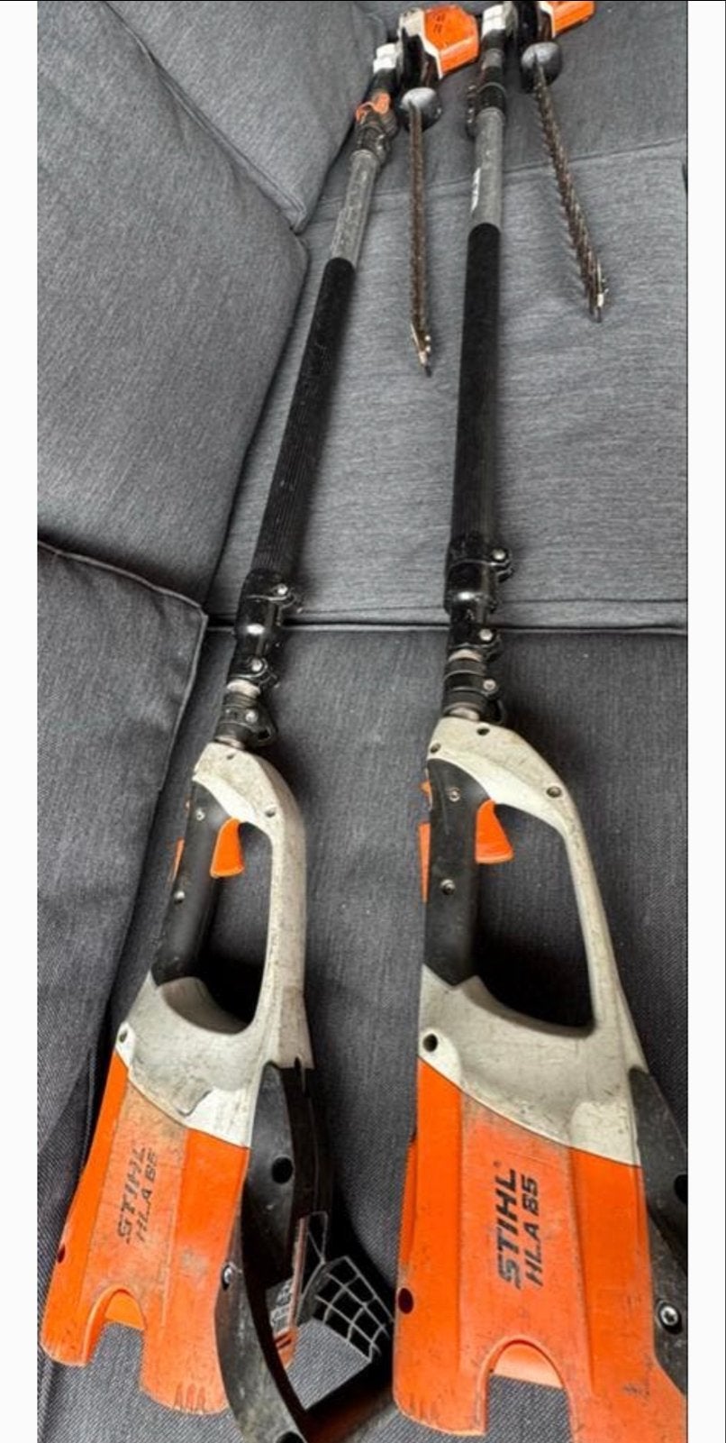 Set van 2 Stihl HLA 85 Accu Stok Heggenscharen, Ophalen of Verzenden, Gebruikt, Accu